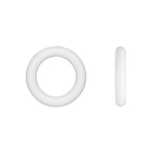 Component, Oh! Ring™, silicone, white, 15mm round with 10mm hole. Sold per pkg of 100.
