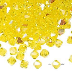 Bead 288pk citrine AB, Preciosa Czech crystal 6mm bicone