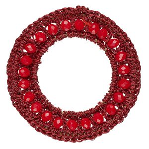 Focal, glass / nylon / steel, dark red, 48mm open round. Sold per pkg of 2.