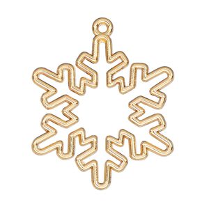 Component, resin frame, gold-finished "pewter" (zinc-based alloy), 33x30mm open snowflake. Sold per pkg of 2.