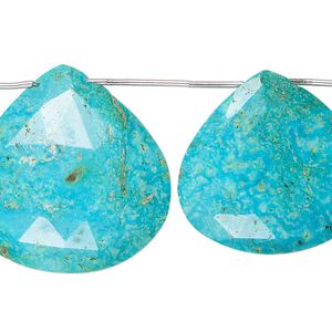 Turquoise 1pkg1, hand-cut top-drilled faceted puffed teardrop bead 8 inch graduated 15x15mm-28x28mm