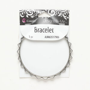 Bracelet 1pkg1, bangle, antique gold-finished steel, 5mm wavy design, 8 inch.