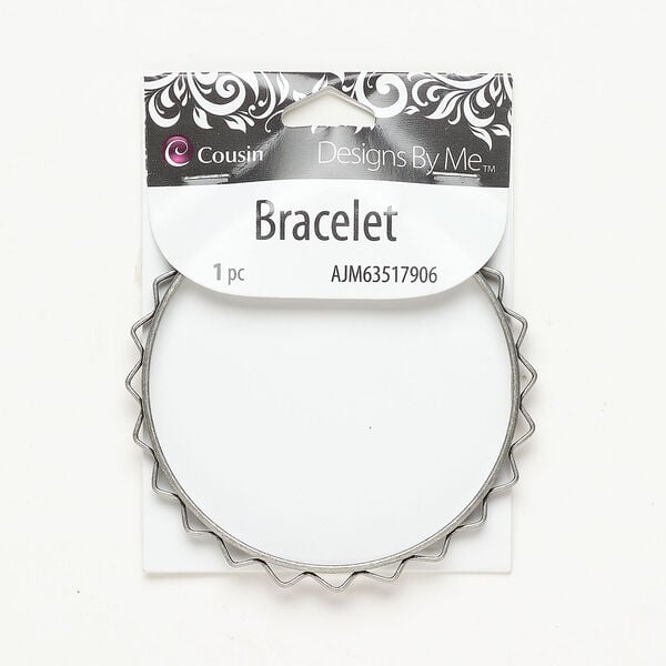 Bracelet 1pkg1, bangle, antique gold-finished steel, 5mm wavy design, 8 inch. image number 0