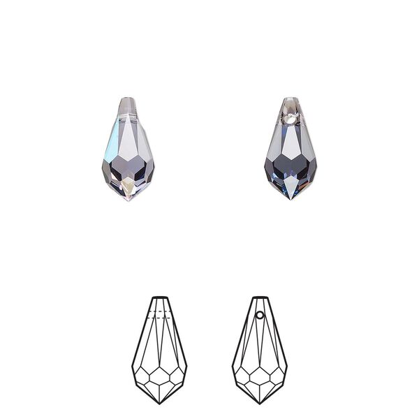 Drop 24pk tanzanite starlight, Crystal Passions® 11x5.5mm pendant teardrop 6000 image number 0