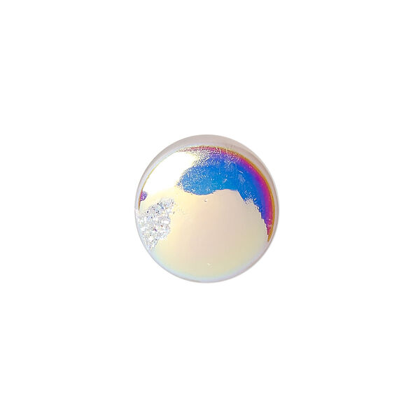 Druzy agate 1pkg1, hand-cut non-calibrated dichroic round cab C grade, 15mm image number 0