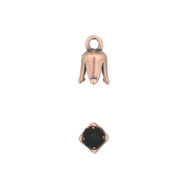 Cord end, JBB Findings, antique copper-plated pewter (tin-based alloy), 8.5x6mm cone, 4mm inside diameter. Sold per pkg of 2. image number 0
