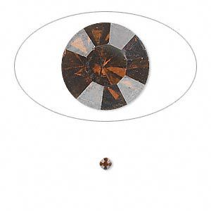 Chaton, glass rhinestone, smoky topaz, foil back, 2.4-2.5mm faceted round, PP18. Sold per pkg of 72.