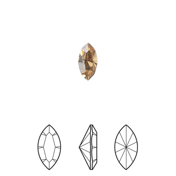 Fancy stone 48pk light Colorado topaz foil back, Crystal Passions® 5x2.5mm navette 4228 image number 0