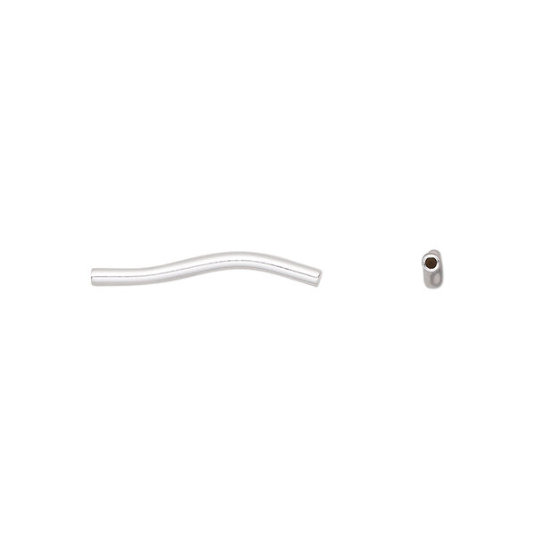 Bead, sterling silver, 19x1.5mm S-curve tube. Sold per pkg of 10. image number 0