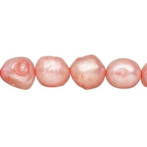 Freshwater pearl 1pkg1, semi-round, 15.5-16 inch dark blush 9-10mm cultured