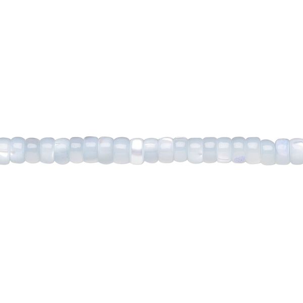 Bead, mother-of-pearl shell (dyed), blue, 3x2mm heishi, Mohs hardness 3-1/2. Sold per 15-1/2 to 16-inch strand. image number 0