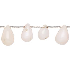 Pink opal / peach opal 1pkg16, hand-cut top-drilled teardrop bead natural 10x6mm-13x9mm