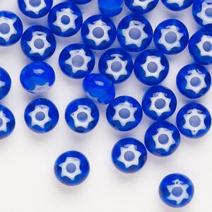 Seed bead, Preciosa Ornela Czech glass, pkg/200g, #32 cornelian star rocaille, opaque blue and white, (33710).