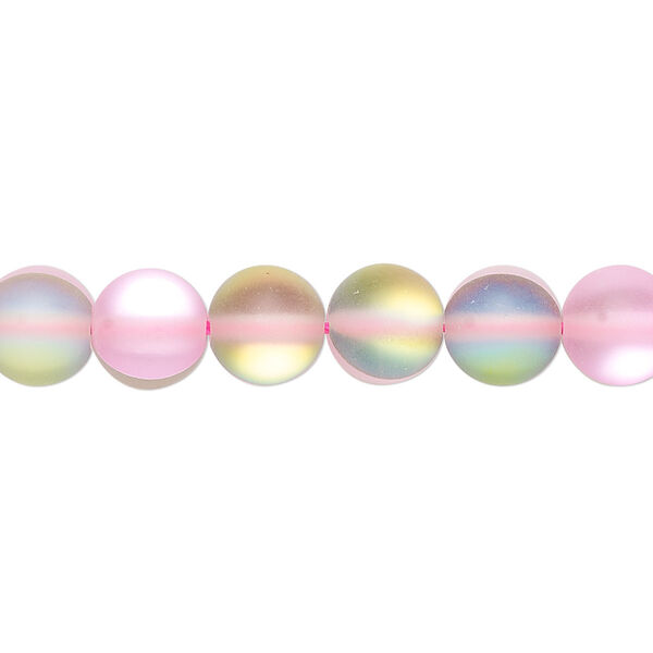 Bead, iridescent glass, translucent matte pink vitrail, 8mm round. Sold per 15-1/2" to 16" strand. image number 0