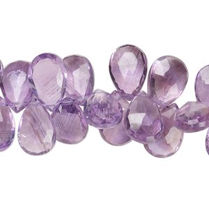 Amethyst 1pkg1, hand-cut top-drilled faceted puffed teardrop bead natural 8 inch 9x8mm-13x9mm