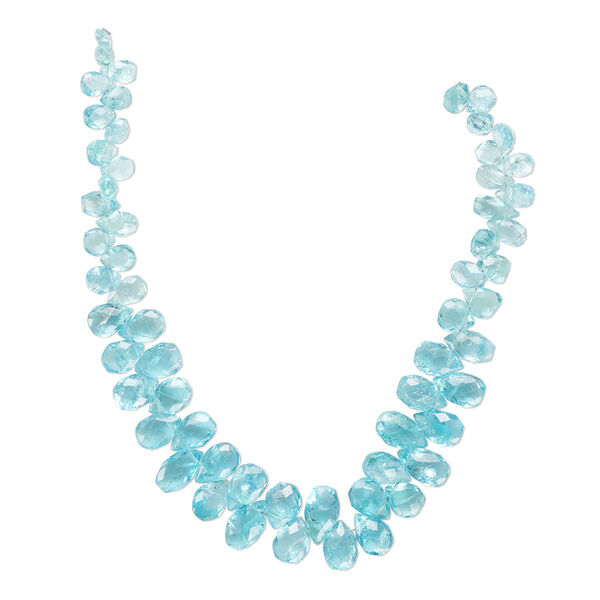 Bead, apatite (natural), 6x5mm-11x7mm graduated hand-cut top-drilled faceted puffed teardrop, B grade, Mohs hardness 5. Sold per 8-inch strand, approximately 55 beads. image number 0