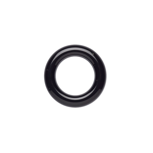 Component, black onyx (dyed), 18mm ring with 10.5mm hole, B grade, Mohs hardness 6-1/2 to 7. Sold individually. image number 0