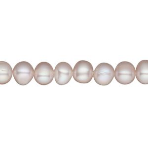 Pearl, cultured freshwater, light to dark mauve, 5-6mm semi-round, C grade, Mohs hardness 2-1/2 to 4. Sold per 16-inch strand.