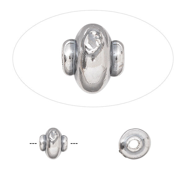 Bead, JBB Findings, sterling silver, electroformed, 8x7mm lobed round. Sold individually. image number 0