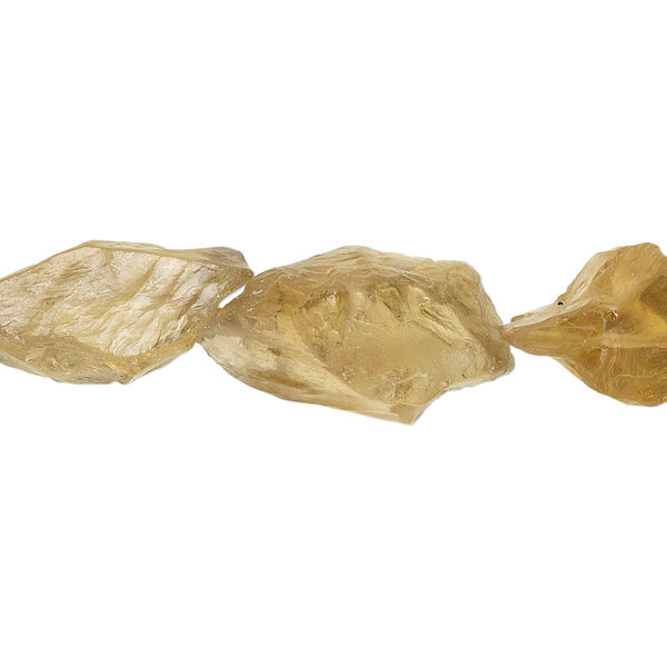 Bead, golden quartz (heated), small to medium rough nugget, Mohs hardness 7. Sold per pkg of 5. image number 0