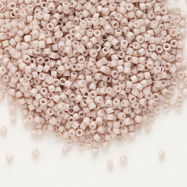 Seed bead, Delica®, glass, pkg/7.5g, #11 round, opaque matte rainbow glass enamel pink champagne (DB-1525). image number 0