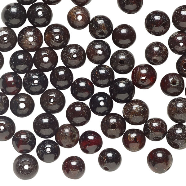 Bead 1pkg1 garnet, 5.5-6.5mm round C grade, 1 ounce dyed image number 0