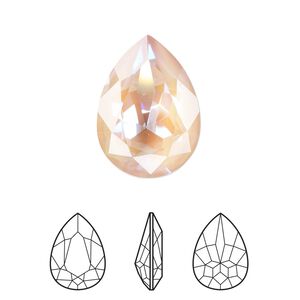 Fancy stone 1pk crystal dusty pink DeLite, Crystal Passions® 18mm pear 4320