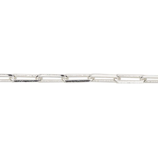 Chain, silver-plated brass, 3.3mm paperclip. Sold per pkg of 50 feet. image number 0