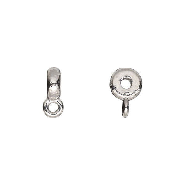 Bead, TierraCast®, white bronze-plated pewter (tin-based alloy), 8x3mm hammered rondelle with closed loop. Sold per pkg of 4. image number 0