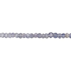 Iolite 1pkg1, hand-cut faceted rondelle bead natural 13 inch 3x2mm-4x3mm