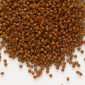 Seed bead, Delica®, glass, pkg/7.5g, #11 round, opaque matte sienna orange (DB-0794).
