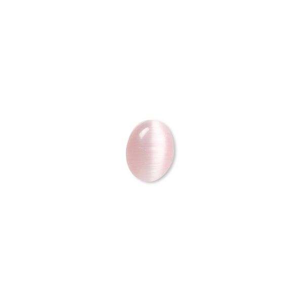 Cabochon, cat's eye glass (fiber optic glass), pink, 9x7mm calibrated oval, quality grade. Sold per pkg of 10. image number 0