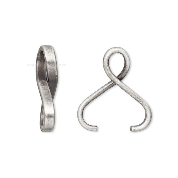 Bail, ice-pick pendant, antique silver-plated brass, 21x6mm with 11mm grip length. Sold individually. image number 0