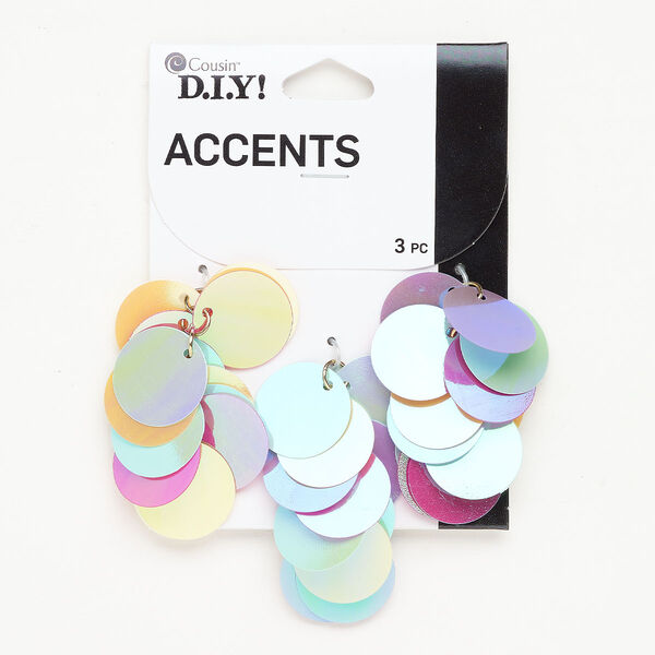 Plastic / steel 1pkg3, focal antique gold finish / shiny multicolored 45x33mm image number 0