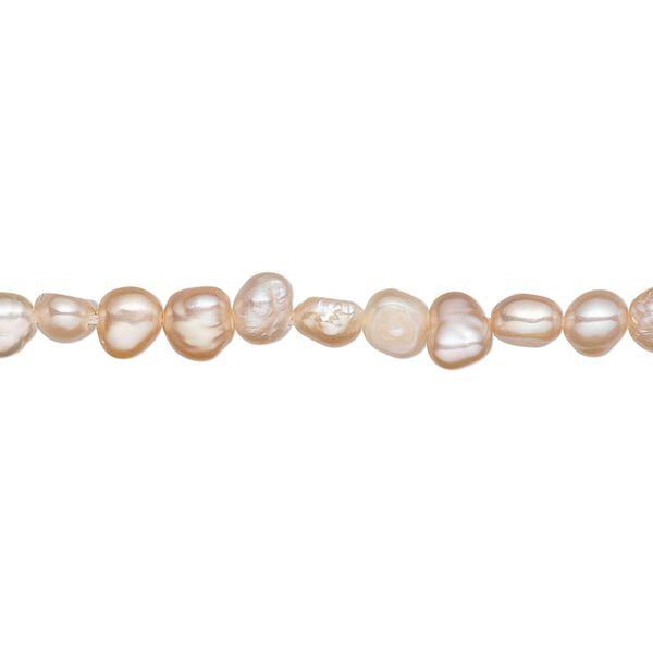 Pearl, cultured freshwater, peach, 4-5mm flat-sided potato, C grade, Mohs hardness 2-1/2 to 4. Sold per 15-inch strand. image number 0