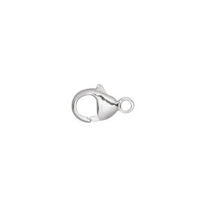 Clasp, lobster claw, sterling silver and steel, 9x7mm oval. Sold per pkg of 10.