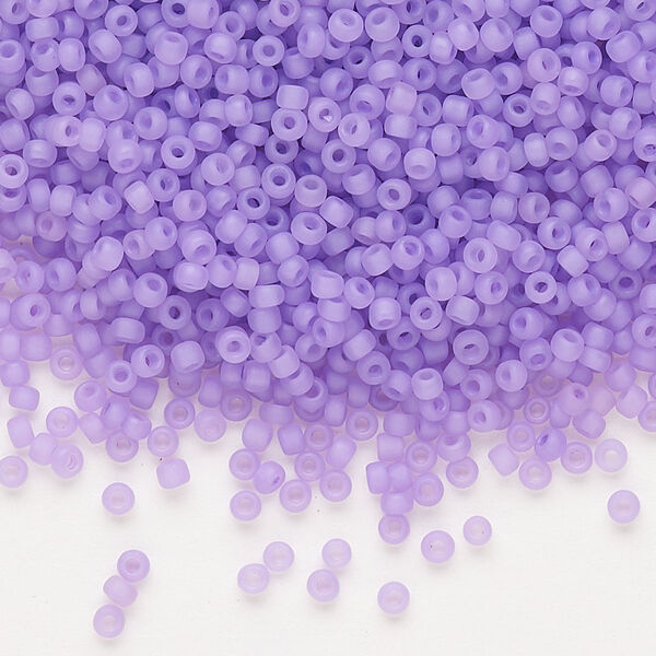 Seed bead, Dyna-Mites™, glass, pkg/1/2kg, #11 round, translucent inside dyed color matte lilac, (213MA 11/0 RR). image number 0