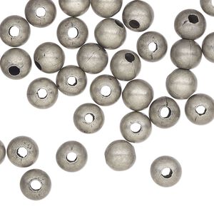 Bead, antique silver-plated steel, 6mm round. Sold per pkg of 500.