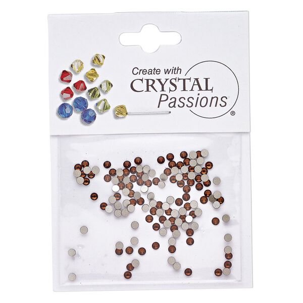 Flat back 144pk smoked topaz foil back, Crystal Passions® 2.1-2.3mm rose round SS7 2058 image number 0