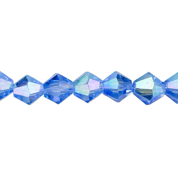 Bead 1pk transparent light blue AB, Celestial Crystal® 8mm bicone 15.5-16 inch image number 0