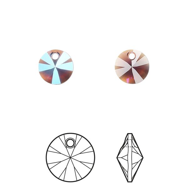 Drop 144pk amethyst shimmer, Swarovski® 8mm pendant mini disk 6428 image number 0
