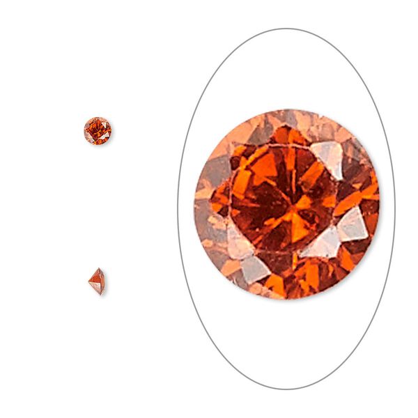 Gem, cubic zirconia, ruby red, 3mm faceted round, Mohs hardness 8-1/2. Sold per pkg of 5. image number 0