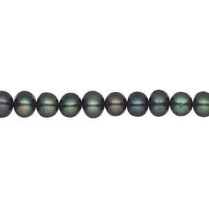 Pearl, cultured freshwater pearl (dyed), 1pkg1, 15-1/2 to 16 inches, 4-5mm potato, C+ grade, evergreen.