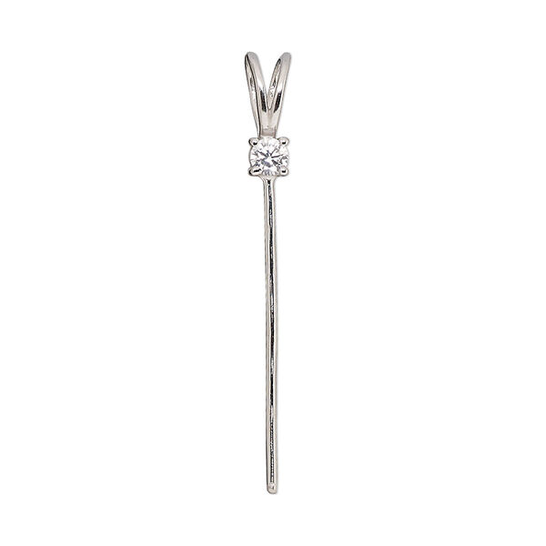 Bail, rabbit ear, sterling silver and cubic zirconia, clear, 35mm with 25x0.9mm pin, fits bead with 1-3mm hole. Sold individually. image number 0
