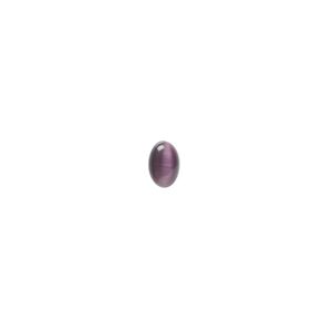 Cabochon, cat's eye glass (fiber optic glass), purple, 6x4mm calibrated oval, quality grade. Sold per pkg of 10.