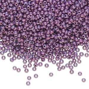 Seed bead, Preciosa Ornela Czech glass, pkg/500g, #11 rocaille, opaque lilac luster chalkwhite, (46025).