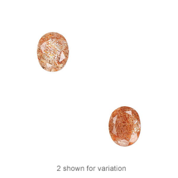 Gem, sunstone (natural), golden-orange, 10x8mm hand-cut faceted oval, B+ grade, Mohs hardness 6 to 6-1/2. Sold individually. image number 0