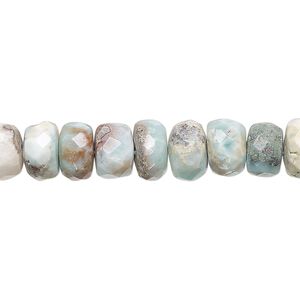 Larimar 1pkg1, hand-cut faceted rondelle bead natural 13 inch 8x4mm-9x6mm