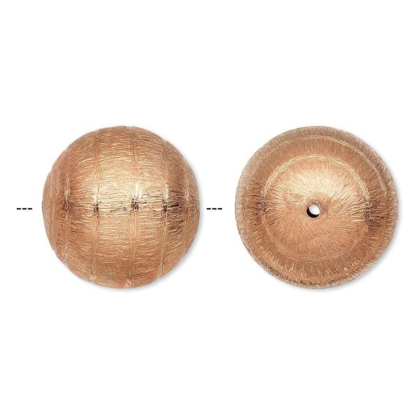Bead, copper, 20mm brushed round with swirl design. Sold per pkg of 2. image number 0
