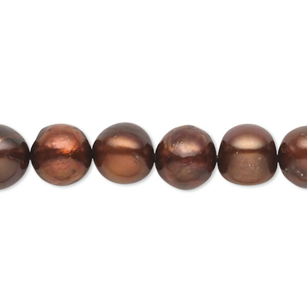 Pearl, cultured freshwater pearl (dyed), pkg/15-1/2 to 16 inches, 8-9mm potato, D grade, dark copper rose. image number 0
